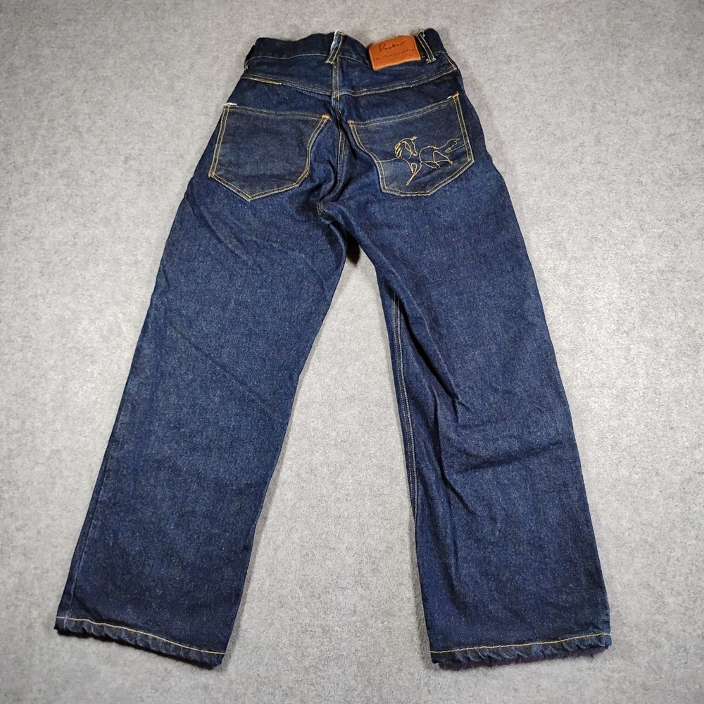 Dacker One Man Sweatshop Men Dark Indigo Denim Jeans Horse Embroidery 26x27 - Picture 6 of 9